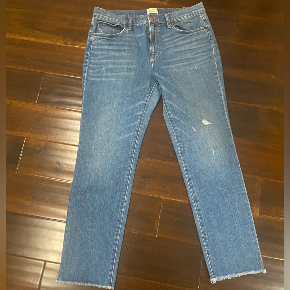 J. Crew Slim Broken In Boyfriend Jeans Raw Hem Blue 28 / 6